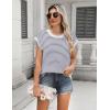image:imageZeagoo Womens Cap Sleeve Sweaters Vest Crew Neck Knit Sweater Tops 2026 Casual Summer Sleeveless T ShirtStripe Blue