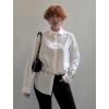 image:imageZeagoo Womens Cotton Button Down Shirts Long Sleeve V Neck Collared Tops Work Office Blouse Shirt 2025 SXXLWhite