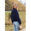 image:imageZeagoo Womens Cropped Jacket Stand Collar Long Sleeve Zip Up Shackets Bomber Jacket Coats with PocketsNavy Blue