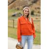 image:imageZeagoo Womens Cropped Jacket Stand Collar Long Sleeve Zip Up Shackets Bomber Jacket Coats with PocketsPumpkin