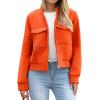image:imageZeagoo Womens Cropped Jacket Stand Collar Long Sleeve Zip Up Shackets Bomber Jacket Coats with PocketsPumpkin