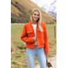 image:imageZeagoo Womens Cropped Jacket Stand Collar Long Sleeve Zip Up Shackets Bomber Jacket Coats with PocketsPumpkin