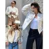 image:imageZeagoo Womens Cropped Jacket Stand Collar Long Sleeve Zip Up Shackets Bomber Jacket Coats with PocketsWhite