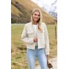 image:imageZeagoo Womens Cropped Jacket Stand Collar Long Sleeve Zip Up Shackets Bomber Jacket Coats with PocketsWhite