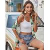image:imageZeagoo Womens Hawaiian Button Down Shirts Short Sleeve Casual Floral Tropical Shirt Summer Beach Shirt Cool Button Up TopsAgreen Tropical