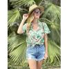 image:imageZeagoo Womens Hawaiian Button Down Shirts Short Sleeve Casual Floral Tropical Shirt Summer Beach Shirt Cool Button Up TopsAgreen Tropical