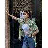 image:imageZeagoo Womens Hawaiian Button Down Shirts Short Sleeve Casual Floral Tropical Shirt Summer Beach Shirt Cool Button Up TopsAgreen Tropical