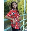 image:imageZeagoo Womens Hawaiian Button Down Shirts Short Sleeve Casual Floral Tropical Shirt Summer Beach Shirt Cool Button Up TopsAred Christmas Hawaiian