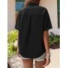image:imageZeagoo Womens Hawaiian Button Down Shirts Short Sleeve Casual Floral Tropical Shirt Summer Beach Shirt Cool Button Up TopsBlack