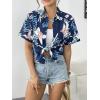 image:imageZeagoo Womens Hawaiian Button Down Shirts Short Sleeve Casual Floral Tropical Shirt Summer Beach Shirt Cool Button Up TopsDark Blue