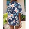 image:imageZeagoo Womens Hawaiian Button Down Shirts Short Sleeve Casual Floral Tropical Shirt Summer Beach Shirt Cool Button Up TopsDark Blue
