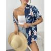 image:imageZeagoo Womens Hawaiian Button Down Shirts Short Sleeve Casual Floral Tropical Shirt Summer Beach Shirt Cool Button Up TopsDark Blue