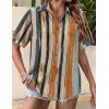 image:imageZeagoo Womens Hawaiian Button Down Shirts Short Sleeve Casual Floral Tropical Shirt Summer Beach Shirt Cool Button Up TopsStripes Multicolor
