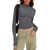 image:imageZeagoo Womens Long Sleeve Shirts Mock Neck Basic Slim Fitted Tops Lightweight Stretch Base Layer TShirtDark Grey