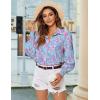 image:imageZeagoo Womens Loose Fit Striped Lantern Long Sleeve Button Down ShirtBblue Leaf