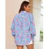 image:imageZeagoo Womens Loose Fit Striped Lantern Long Sleeve Button Down ShirtBblue Leaf