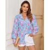 image:imageZeagoo Womens Loose Fit Striped Lantern Long Sleeve Button Down ShirtBblue Leaf
