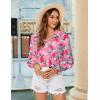 image:imageZeagoo Womens Loose Fit Striped Lantern Long Sleeve Button Down ShirtBfloral Pink