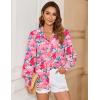 image:imageZeagoo Womens Loose Fit Striped Lantern Long Sleeve Button Down ShirtBfloral Pink