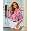 image:imageZeagoo Womens Loose Fit Striped Lantern Long Sleeve Button Down ShirtBfloral Pink