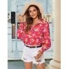 image:imageZeagoo Womens Loose Fit Striped Lantern Long Sleeve Button Down ShirtBfloral Red
