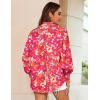 image:imageZeagoo Womens Loose Fit Striped Lantern Long Sleeve Button Down ShirtBfloral Red