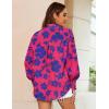 image:imageZeagoo Womens Loose Fit Striped Lantern Long Sleeve Button Down ShirtBpink Blue