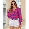 image:imageZeagoo Womens Loose Fit Striped Lantern Long Sleeve Button Down ShirtBpink Blue