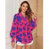 image:imageZeagoo Womens Loose Fit Striped Lantern Long Sleeve Button Down ShirtBpink Blue