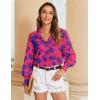 image:imageZeagoo Womens Loose Fit Striped Lantern Long Sleeve Button Down ShirtBpink Blue