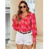 image:imageZeagoo Womens Loose Fit Striped Lantern Long Sleeve Button Down ShirtBpink Red