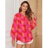 image:imageZeagoo Womens Loose Fit Striped Lantern Long Sleeve Button Down ShirtBpink Red