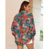 image:imageZeagoo Womens Loose Fit Striped Lantern Long Sleeve Button Down ShirtBtropical Leaf