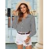 image:imageZeagoo Womens Loose Fit Striped Lantern Long Sleeve Button Down ShirtCblack Stripe