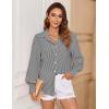 image:imageZeagoo Womens Loose Fit Striped Lantern Long Sleeve Button Down ShirtCblack Stripe