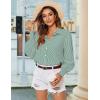 image:imageZeagoo Womens Loose Fit Striped Lantern Long Sleeve Button Down ShirtCgreen Stripe