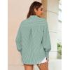 image:imageZeagoo Womens Loose Fit Striped Lantern Long Sleeve Button Down ShirtCgreen Stripe