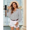 image:imageZeagoo Womens Loose Fit Striped Lantern Long Sleeve Button Down ShirtCgrey Stripe