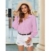 image:imageZeagoo Womens Loose Fit Striped Lantern Long Sleeve Button Down ShirtCpink Stripe