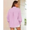 image:imageZeagoo Womens Loose Fit Striped Lantern Long Sleeve Button Down ShirtCpink Stripe