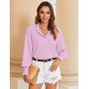 image:imageZeagoo Womens Loose Fit Striped Lantern Long Sleeve Button Down ShirtCpink Stripe