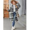image:imageZeagoo Womens Plus Size Flannel Plaid Button Down Shirts Long Sleeve Lounge Lapel Tartan Shacket Jacket Long Coats 2024Black