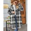 image:imageZeagoo Womens Plus Size Flannel Plaid Button Down Shirts Long Sleeve Lounge Lapel Tartan Shacket Jacket Long Coats 2024Black