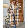 image:imageZeagoo Womens Plus Size Flannel Plaid Button Down Shirts Long Sleeve Lounge Lapel Tartan Shacket Jacket Long Coats 2024Brown