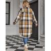 image:imageZeagoo Womens Plus Size Flannel Plaid Button Down Shirts Long Sleeve Lounge Lapel Tartan Shacket Jacket Long Coats 2024Brown