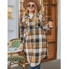 image:imageZeagoo Womens Plus Size Flannel Plaid Button Down Shirts Long Sleeve Lounge Lapel Tartan Shacket Jacket Long Coats 2024Brown