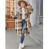 image:imageZeagoo Womens Plus Size Flannel Plaid Button Down Shirts Long Sleeve Lounge Lapel Tartan Shacket Jacket Long Coats 2024Brown