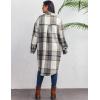 image:imageZeagoo Womens Plus Size Flannel Plaid Button Down Shirts Long Sleeve Lounge Lapel Tartan Shacket Jacket Long Coats 2024Grey