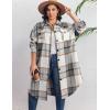 image:imageZeagoo Womens Plus Size Flannel Plaid Button Down Shirts Long Sleeve Lounge Lapel Tartan Shacket Jacket Long Coats 2024Grey