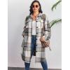 image:imageZeagoo Womens Plus Size Flannel Plaid Button Down Shirts Long Sleeve Lounge Lapel Tartan Shacket Jacket Long Coats 2024Grey